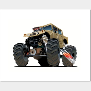 Cartoon monster truck Posters and Art